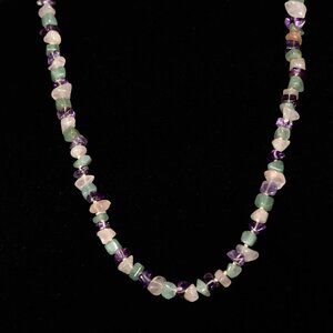 Single Strand Multi Coloured Gemstone Necklace - No Clasp